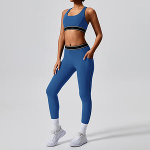 2025 kustom Set Legging Yoga wanita 2025 Set Fitness Gym kualitas tinggi 2 potong atasan pendek dan Set Legging untuk wanita - Product Image 5