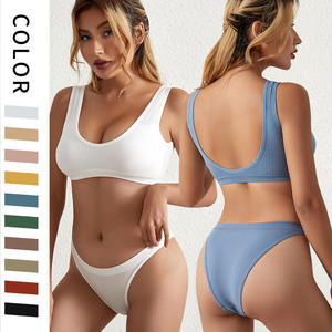 Nuevo Conjunto de Lencería para Mujer: Bralette Suave sin Costuras, Sujetador sin Aros y Tanga sin Espalda - Product Image 1