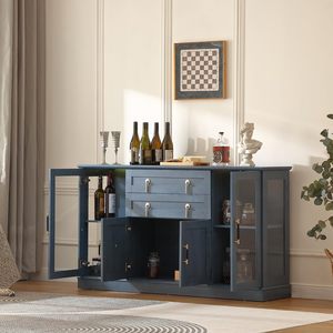 SENYU Small Buffet Cabinet with Storage, Buffet Sideboard with Two Glass Doors and a Drawer and Adjustable Shelf,for Kitchen - Product Image 3