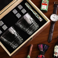 Coffret Cadeau Pierres à Whisky pour Hommes – Boîte en Verre Unique avec 8 Pierres de Granit Réfrigérantes et Verre à Shot