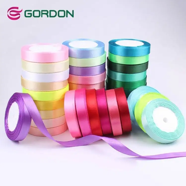 Cintas Gordon grandes almacenadas personalizadas sólidas 196 colores 3-100mm de ancho cintas de satén de poliéster 1 pulgada cinta impresa