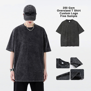 T-<span class=keywords><strong>shirt</strong></span> en coton 100% délavé en gros, poids lourd, surdimensionné, personnalisé, pour hommes, délavé à l'acide - Product Image 3