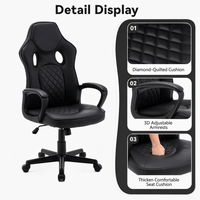 Chaise de jeu ergonomique en cuir PU, chaise de bureau durable de style racing, pivotante et inclinable