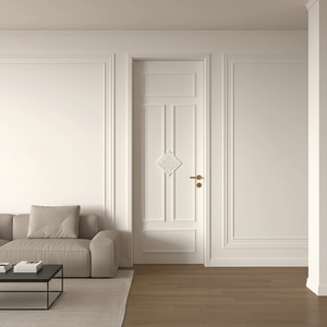 Puerta <span class=keywords><strong>de</strong></span> <span class=keywords><strong>Madera</strong></span> <span class=keywords><strong>de</strong></span> Lujo Blanca Estilo Francés Crema <span class=keywords><strong>para</strong></span> Interiores, Insonorizada, con Vidrio Glaseado, Antipolvo, en Oferta - Product Image 1