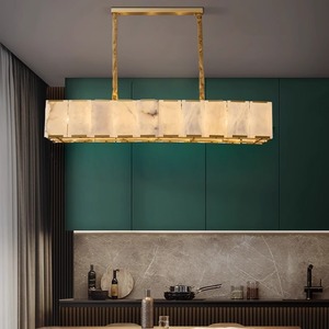 Rectangular Marble Copper Chandelier Led Light Multi Head Pendant For Living Room Dining Room Bedroom Home <b>Lighting</b> - Product Image 1