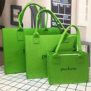 กระเป๋าโท้ทโปรโมชั่น ผ้าสักหลาด สไตล์นักเรียน พิมพ์ลายตามสั่ง กระเป๋าช้อปปิ้งสีเขียว พร้อมโลโก้ - Product Image 6