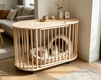 Cage pour chien en bois moderne, style meuble, table d'appoint, niche intérieure pour chat, avec roulettes, pour petits chiens, chiots et chats