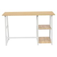 Bureau d'ordinateur moderne de luxe en bois blanc et métal, table d'ordinateur portable assemblée avec étagère de rangement pour une utilisation efficace à la maison ou au travail