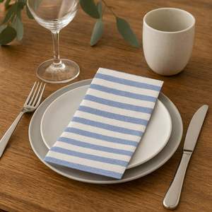 <span class=keywords><strong>Serviettes</strong></span> de table rectangulaires de luxe imprimées, écologiques, douces et absorbantes, en Airlaid premium 1 pli, effet lin, à rayures - Product Image 1