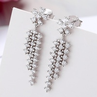 Joyería S925 plata esterlina circón nieve Stud pendientes temperamento borla pendientes Micro - Set orejas de diamante