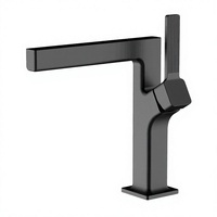 Robinet de lavabo en laiton, mitigeur monocommande chaud/froid, avec cartouche céramique, à poser sur comptoir, finition noircie