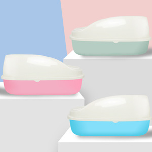 Cat Litter <b>Box</b> Semi Enclosed Rectangle PVC Material For Cats Pet Toilet <b>Large</b> Size - Product Image 3