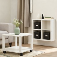 Mesa Auxiliar Móvil Blanca de Dos Niveles Personalizada de Fábrica con Ruedas, Mesa Auxiliar Rodante para Sofá, Estante de Almacenamiento para Sala de Estar y Dormitorio