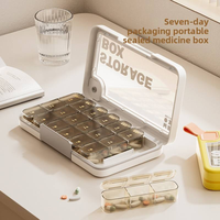 Boîte de rangement pour pilules de voyage révolutionnaire multicolore résistante aux enfants avec logo personnalisé, 21 compartiments, en PP de qualité alimentaire