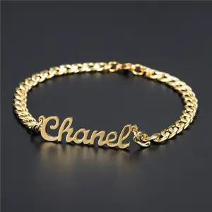 Trendy Stainless Steel Custom Name Ajustable Mens Cuban Link Bracelet Bulk