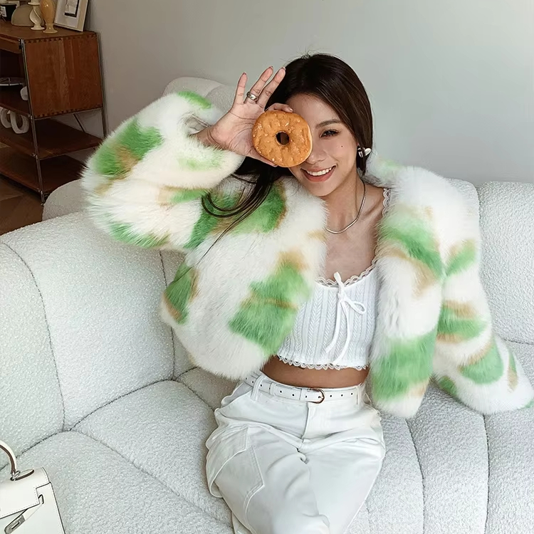 Short White Fox Fur Coats 2024 Winter Women's Fashion