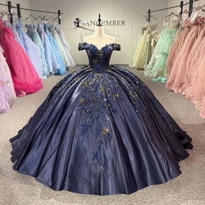 ชุดราตรีงาน Quinceanera สีน้ำเงินกรมท่าประดับเลื่อมและลูกปัดแบบหรูหรา 1539 ชุดเดรสทรงเอ็มไพร์สำหรับผู้หญิง - Product Image 1