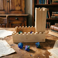Boîte à dés portable en bambou, modèle Mini Château, avec tour de dés pliable, idéale pour les jeux de rôle tels que Dragon.