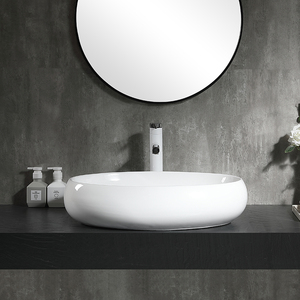 Pinzhu Bagno vanità bacini di ceramica fatti a <span class=keywords><strong>mano</strong></span> bianco lucido lavello controsoffitto bagno in ceramica <span class=keywords><strong>lavabo</strong></span> <span class=keywords><strong>lavabo</strong></span> - Product Image 2