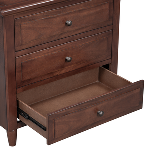 Modern Wood Nightstand with 3 Drawers and Smooth Gliding Rails Eco-Friendly <b>Bedside</b> Cabinet with Metal Handle - Product Image 6