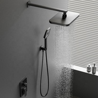12 pouces plafond dissimulé mural Washrrom noir laiton ensemble pluie douche bain douche robinet ensemble carré