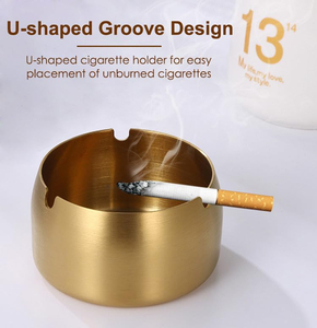 Wholesale Portable Cheap Gold Metal <b>Ashtray</b> Smoking Cigar <b>Ashtray</b> Stainless Steel <b>Ashtray</b> With Windproof - Product Image 2