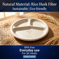 Fibres de coque de riz biodégradables jetables 100 % compostables non blanchies écologiques durables taille personnalisée pour desserts de fête