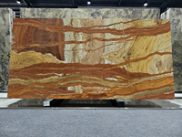Dalles de marbre de luxe naturel Orange Breche Fantastique Red Roots pour carrelage, plans de travail de cuisine, îlots, et dessus de meuble de salle de bain avec finition Bookmatch