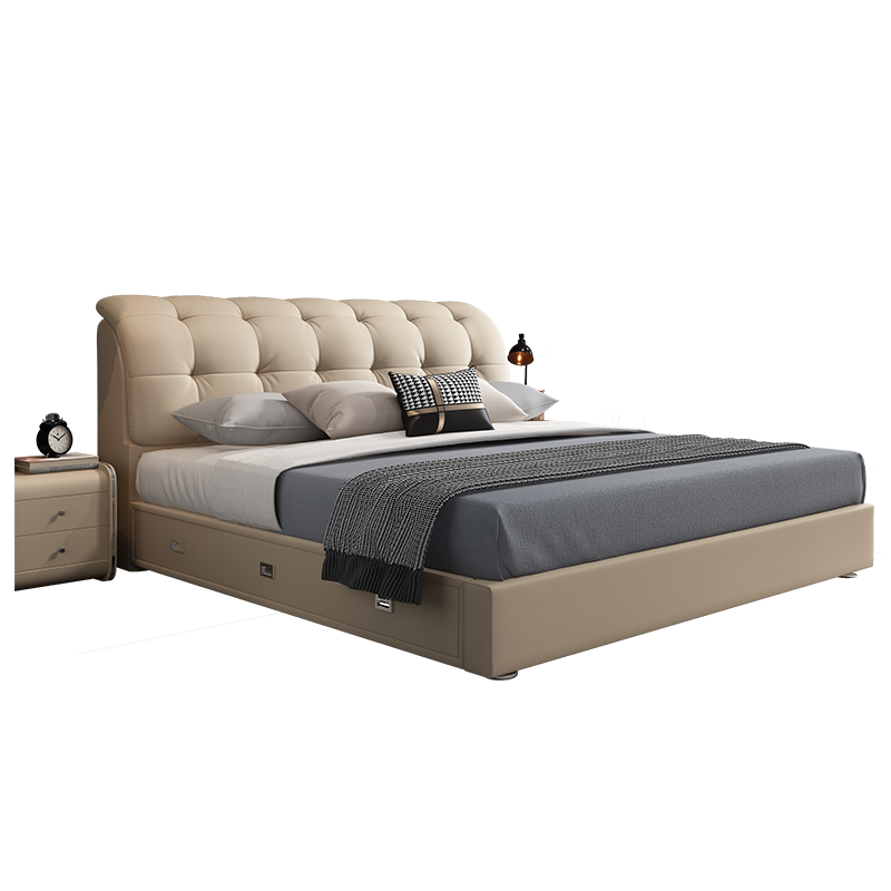 キングサイズベッドフレームレジャー布張りレザーベッドモダン布張り