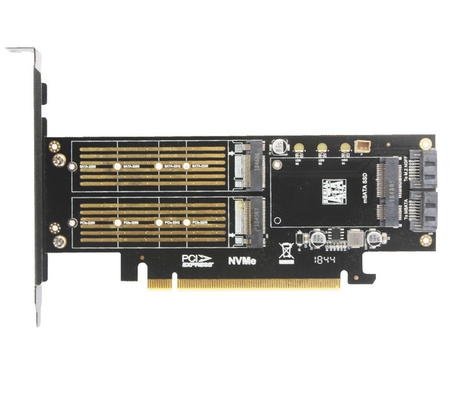 SK16 M.2 for NVMe SSD for NGFF to PCIE 3.0 X16 Adapter M Key B Key MSATA Add on Card Support PCI Express 3.0 3 in 1 Converter
