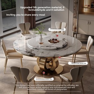 Mesa de Comedor de Mármol Microcristalino, Diseño Minimalista, Giratoria, Sillas de Comedor de Lujo, para Uso Doméstico y en Restaurantes - Product Image 2