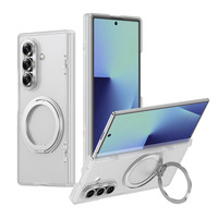 Étui de téléphone antichoc pliable à double charnière avec anneau magnétique rotatif à 360° transparent mat de qualité supérieure pour Samsung Galaxy Z Fold 8 Ultra