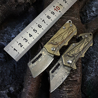 Couteau de poche pliant Bochen de haute qualité 2026 en acier Damas pour le camping en plein air, outils de bricolage EDC, manche en laiton