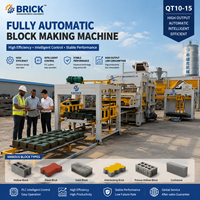 Machine automatique de fabrication de briques creuses en béton BRK QT6-15, ligne de production de blocs de ciment hydraulique contrôlée par PLC
