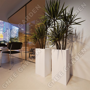 กระถางปลูกต้นไม้เหล็กชุบสังกะสีสีขาวสำหรับกลางแจ้ง ทนทาน ขนาด 350x350x760 มม. พร้อมฉากกั้น รูปทรงสี่เหลี่ยมผืนผ้า ป้องกันสนิม - Product Image 5