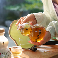 Bouteille de Boisson Jetable en PET 500 ml en Forme de Gourde avec Bouchon en Liège, Bouteille de Jus Transparente Style Oriental Guofeng pour Impression Personnalisée