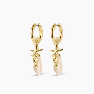 Gemnel新しい到着18Kゴールド天然シェルペンダントイヤリングファッションアイテム休暇と旅行のための多彩なイヤリング - Product Image 1