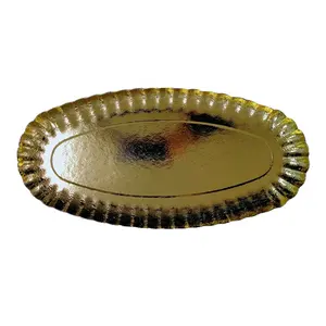 맞춤형 디자인 식품 등급 재료 금 종이 접시 일회용 원형 식품 용기 접시