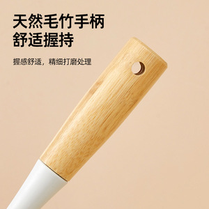 Cepillo de limpieza multiusos para cocina con mango largo de bambú y forma de cara sonriente, para biberones y tazas. - Product Image 4