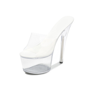 Chaussons à talons hauts transparents grande taille pour femmes, vente en gros directe d'usine, mode simple - Product Image 1