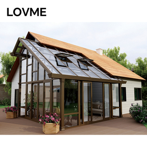 Véranda de jardin extérieure avec verre trempé à faible émissivité Petite maison ensoleillée Véranda en verre pour villa Cadre en aluminium - Product Image 3
