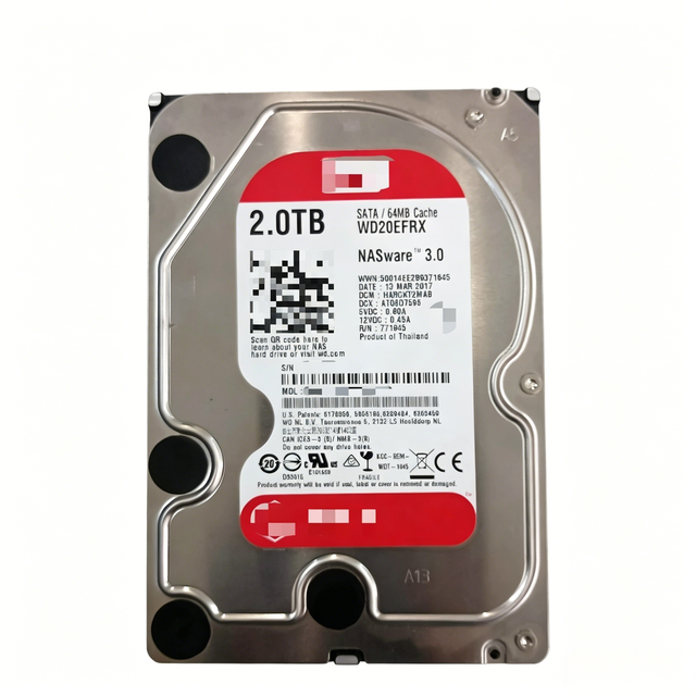 2TB 3.5 Inch 5400rpm 64MB Cache SATA NAS Internal CMR Hard Drive for Network Storage WD20EFRX