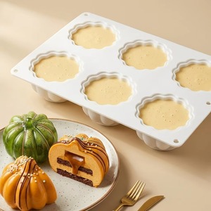 Molde de silicona de 6 cavidades para pastel de calabaza, apto para alimentos, antiadherente, bandeja para hornear postres, molde DIY para fondant, chocolate, dulces y jabón para Halloween - Product Image 1