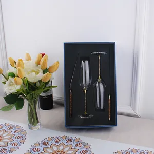 4 pezzi matrimonio tostatura flauti forniture per ricevimenti cake server e knife set box bicchieri da Champagne per la festa