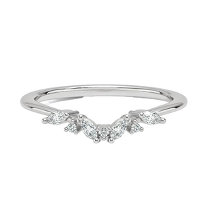 Bague de mariage empilable en argent sterling 925 plaqué rhodium avec moissanite taille marquise en V, résistante au ternissement, qualité supérieure, vente en gros - Product Image 1