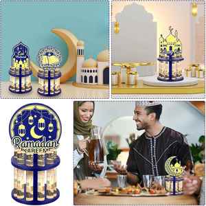 Table Decorations 5Pcs Wooden Moon Star With 10 Holes Ramadan Eid Mubarak Money Holder for Cash Gift - Product Image 3