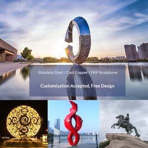 Custom-made Large Stainless Steel <b>Cartoon</b> Sculpture 8m Outdoor Use for Pavilions Campus Water Features Mirrored <b>Rings</b> Deer - Product Image 2