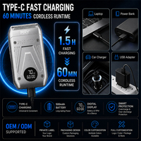 Rasoir Électrique Portable MRY avec Écran Numérique, Tondeuse Escamotable, Rechargeable, pour Hommes, Type-C, OEM ODM
