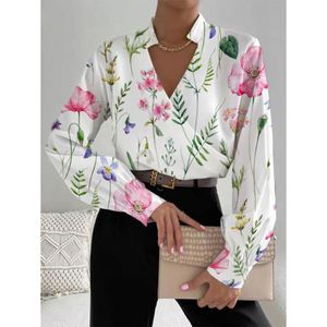 Fashion New Women's Loose Causel Long Sleeve Print Button Placket Blouse - Product Image 1