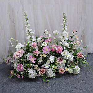 Coureur de fleurs de mariage rose blanche en <span class=keywords><strong>soie</strong></span> artificielle Coureur de fleurs de grande allée épaisse - Product Image 2